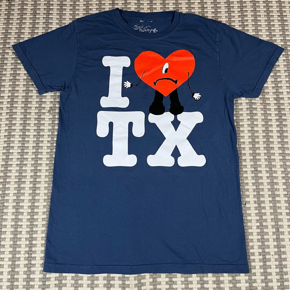 Bad Bunny‎ I Love Texas Tee Blue T Shirt Adult Sz S New